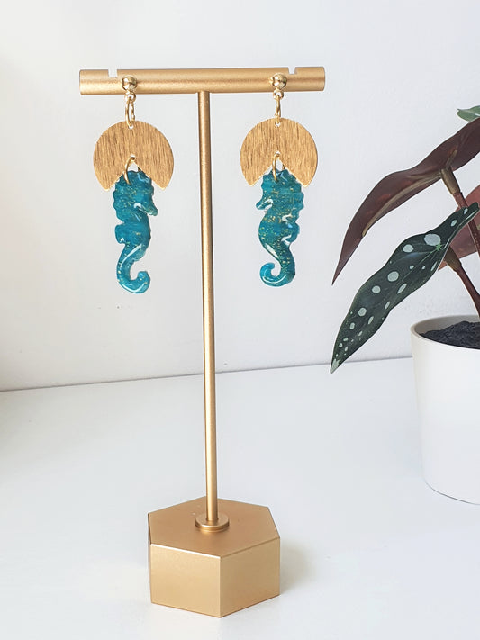 Seahorse & Crested Sun Earrings - Alfia